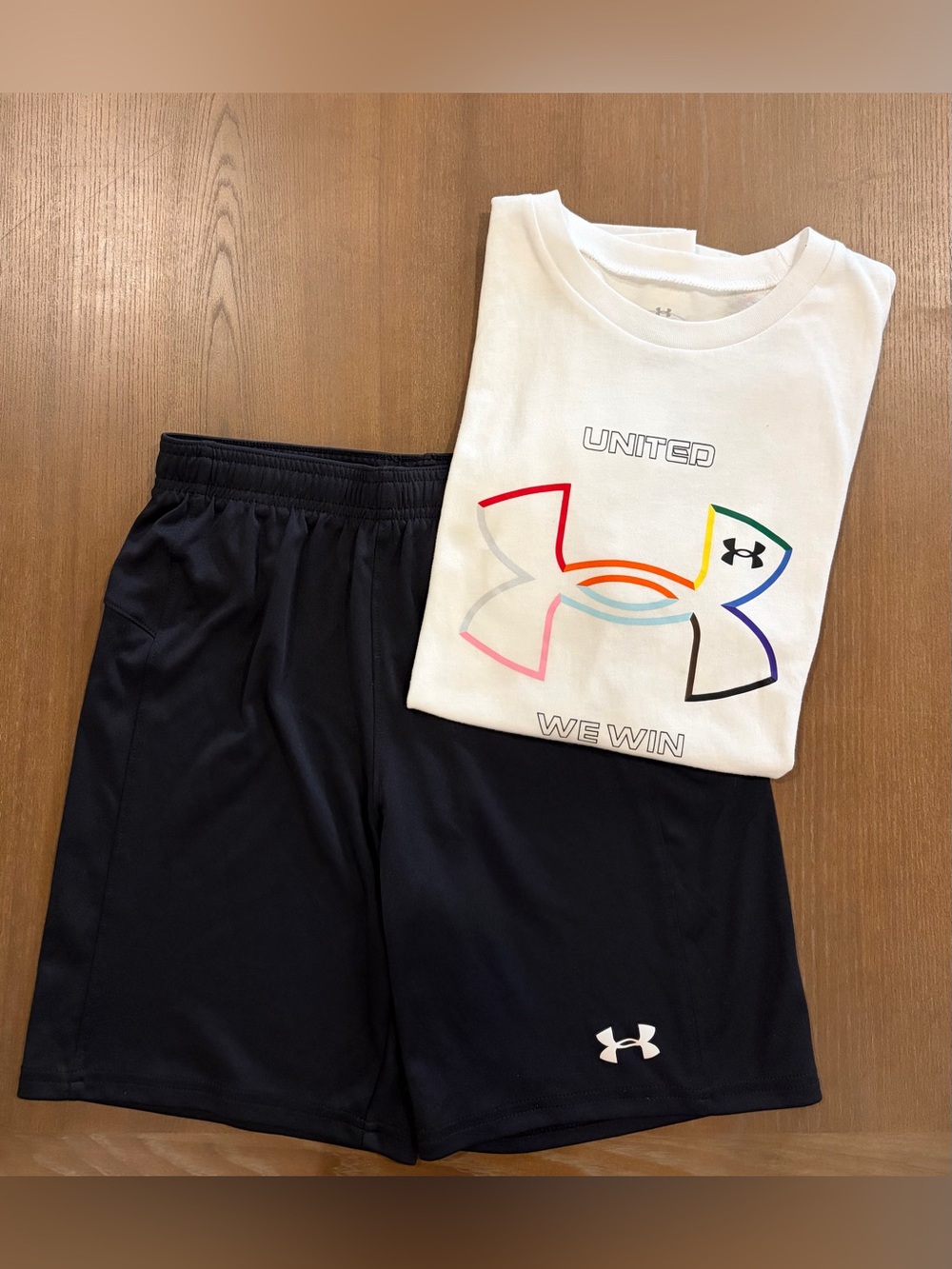 Under Armour Boys 2-Pc Athletic Set – United We Win Tee & Black Shorts